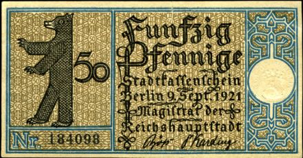Berlin 50 пфеннигов 1921 год