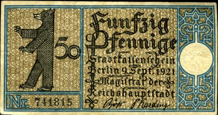 Berlin 50 пфеннигов 1921 год